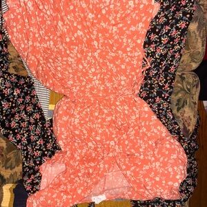 Hollister Coral Pink Floral Romper